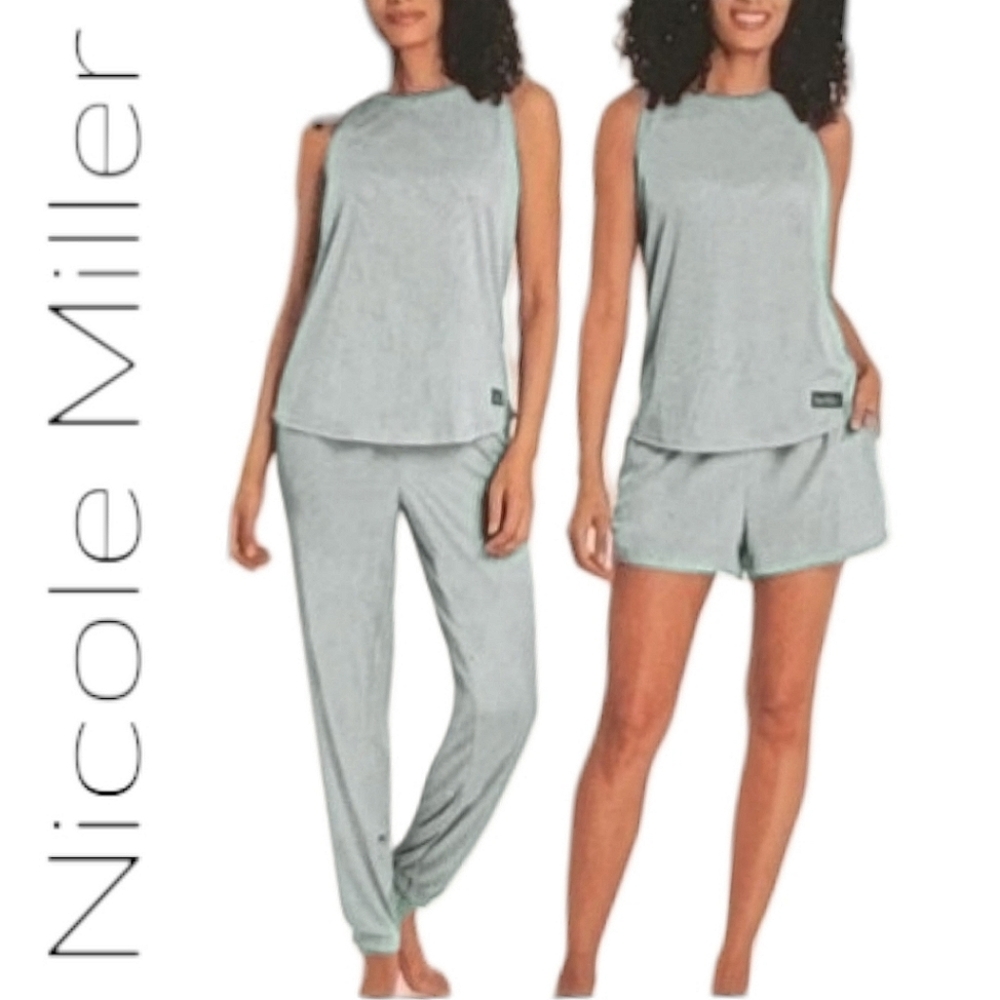 Nicole Miller 3-piece Pajama Lounge Set w/ Tank, Shorts & Jogger Pants, size XXL